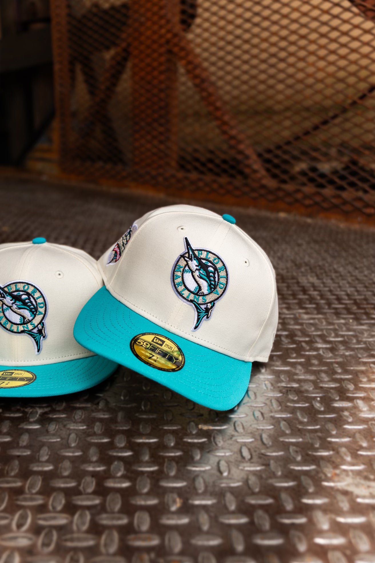 New Era Florida Marlins 2003 WS Champions Green UV 59Fifty Fitted (Off White/Teal) - New Era
