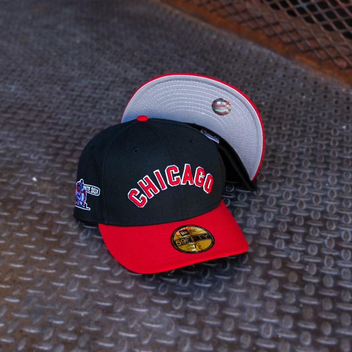New Era Chicago White Sox Grey UV 59Fifty Fitted (Black/Red) - New Era