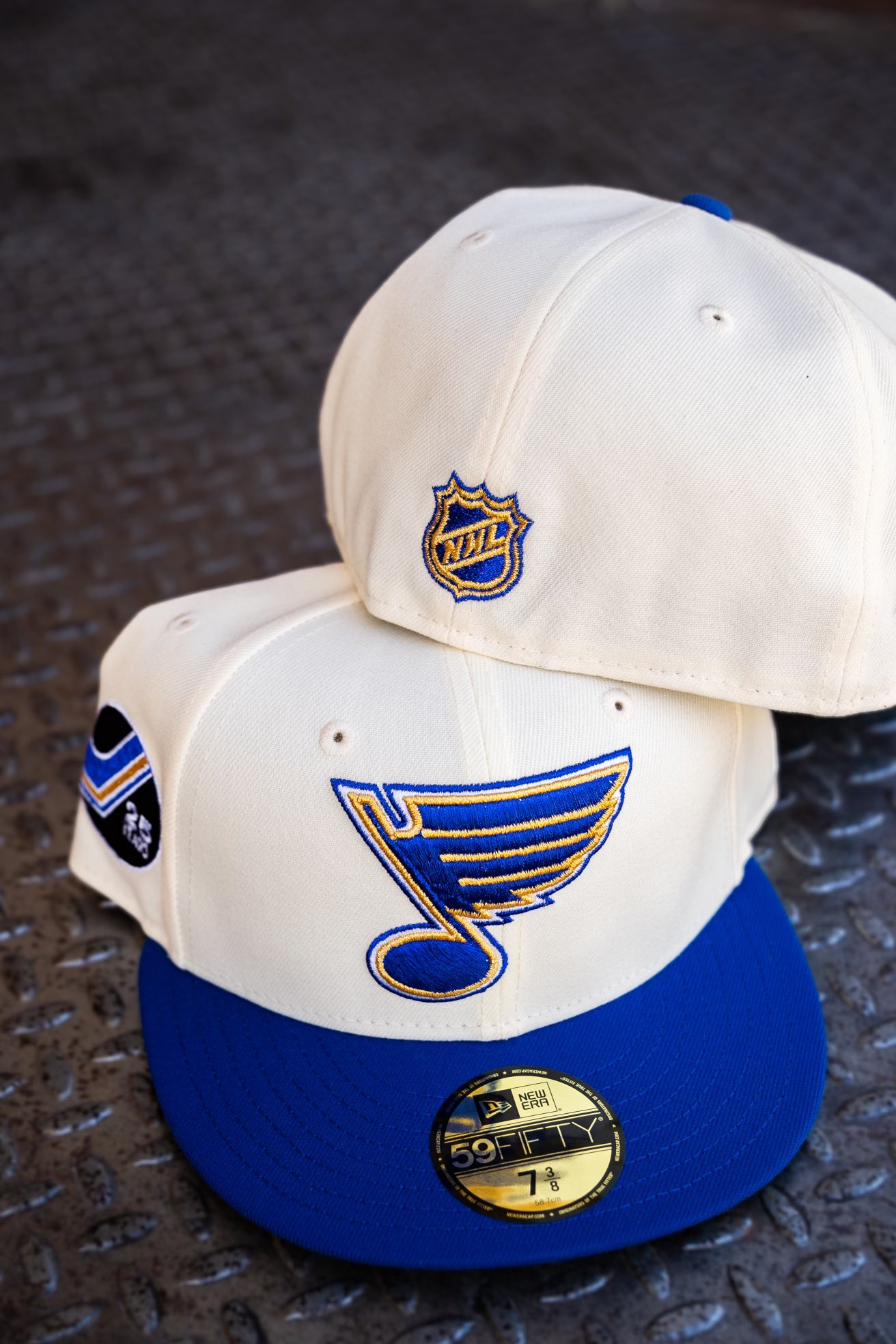 New Era St. Louis Blues 25th Anniversary Green UV 59Fifty Fitted (Off White/Royal) - New Era