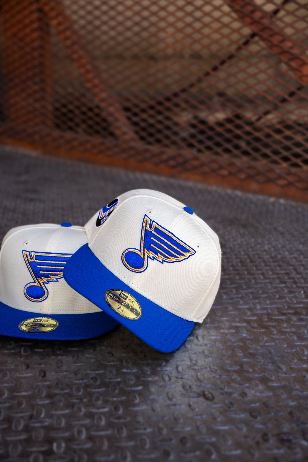 New Era St. Louis Blues 25th Anniversary Green UV 59Fifty Fitted (Off White/Royal) - New Era
