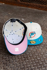 New Era Miami Dolphins 1987 Pro Bowl Pink UV (Off White/Teal) 59Fifty Fitted - New Era