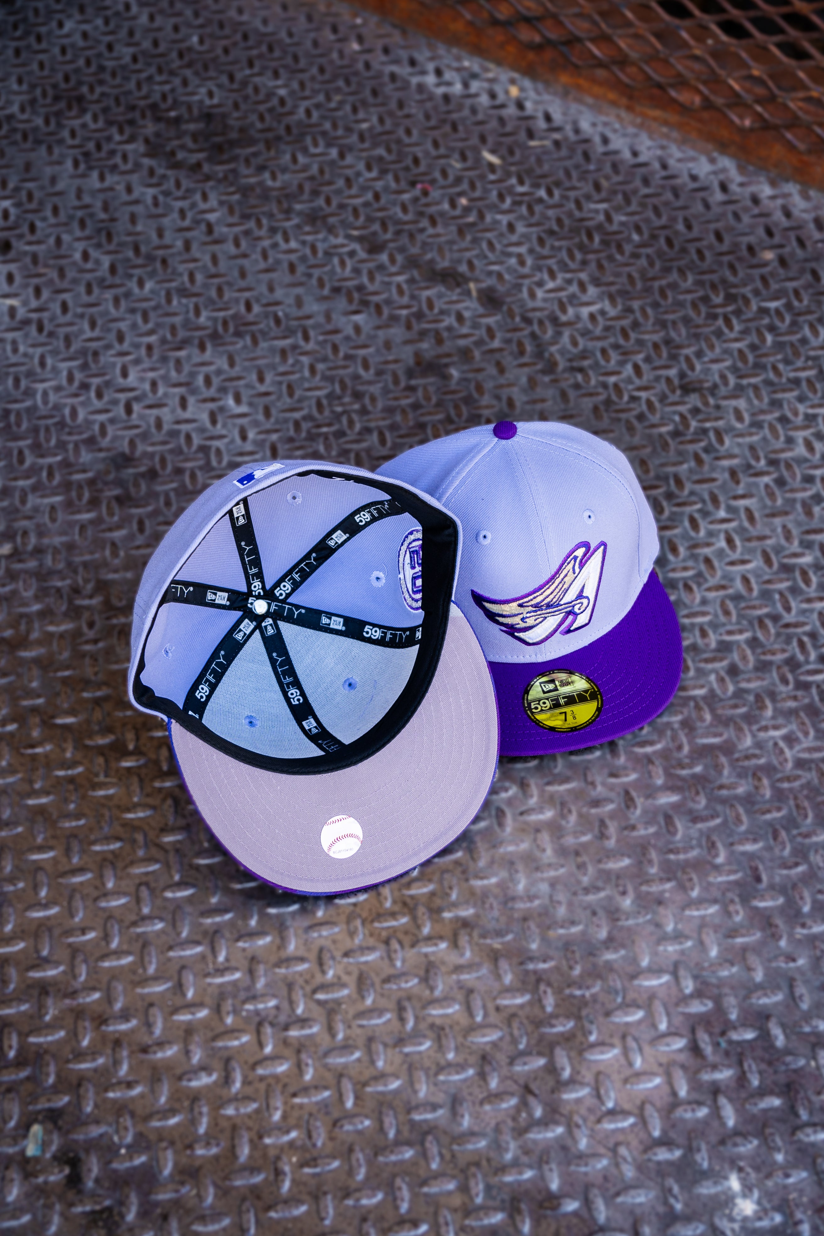 New Era Anaheim Angels 50th Anniversary Grey UV (Lavender/Purple) 59Fifty Fitted - New Era