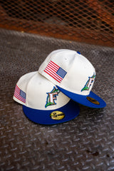 New Era Florida Marlins USA Flag Green UV (Off White/Royal) 59Fifty Fitted - New Era