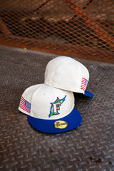 New Era Florida Marlins USA Flag Green UV (Off White/Royal) 59Fifty Fitted - New Era