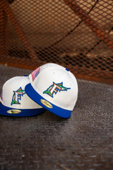 New Era Florida Marlins USA Flag Green UV (Off White/Royal) 59Fifty Fitted - New Era