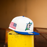 New Era Florida Marlins USA Flag Green UV (Off White/Royal) 59Fifty Fitted - New Era