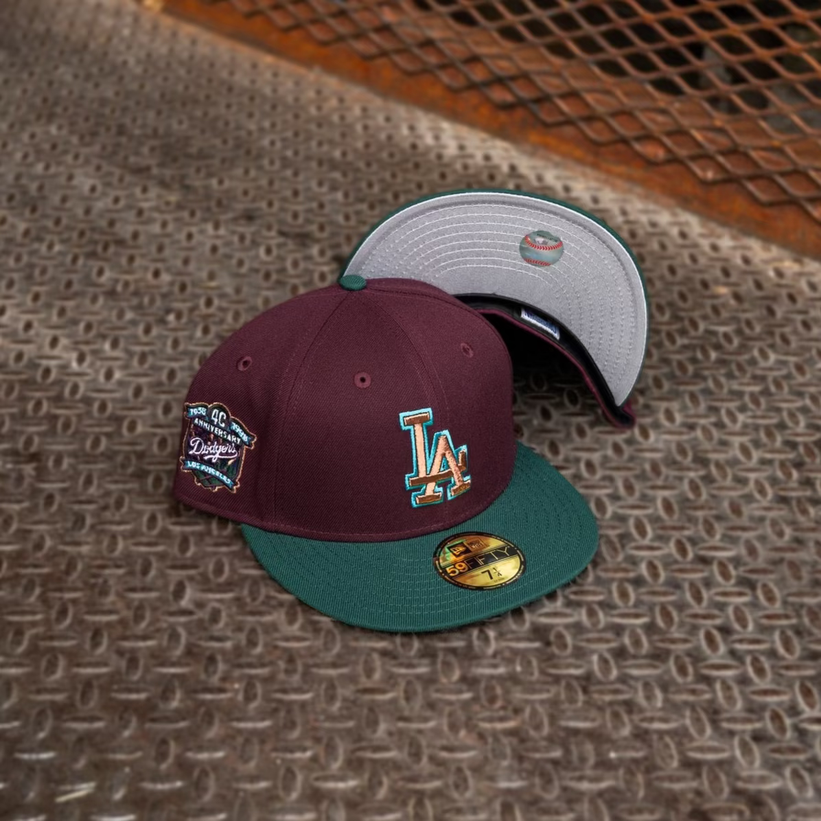 New Era Los Angeles Dodgers 40th Anniversary Grey UV (Maroon/Dk Green) 59Fifty Fitted - New Era
