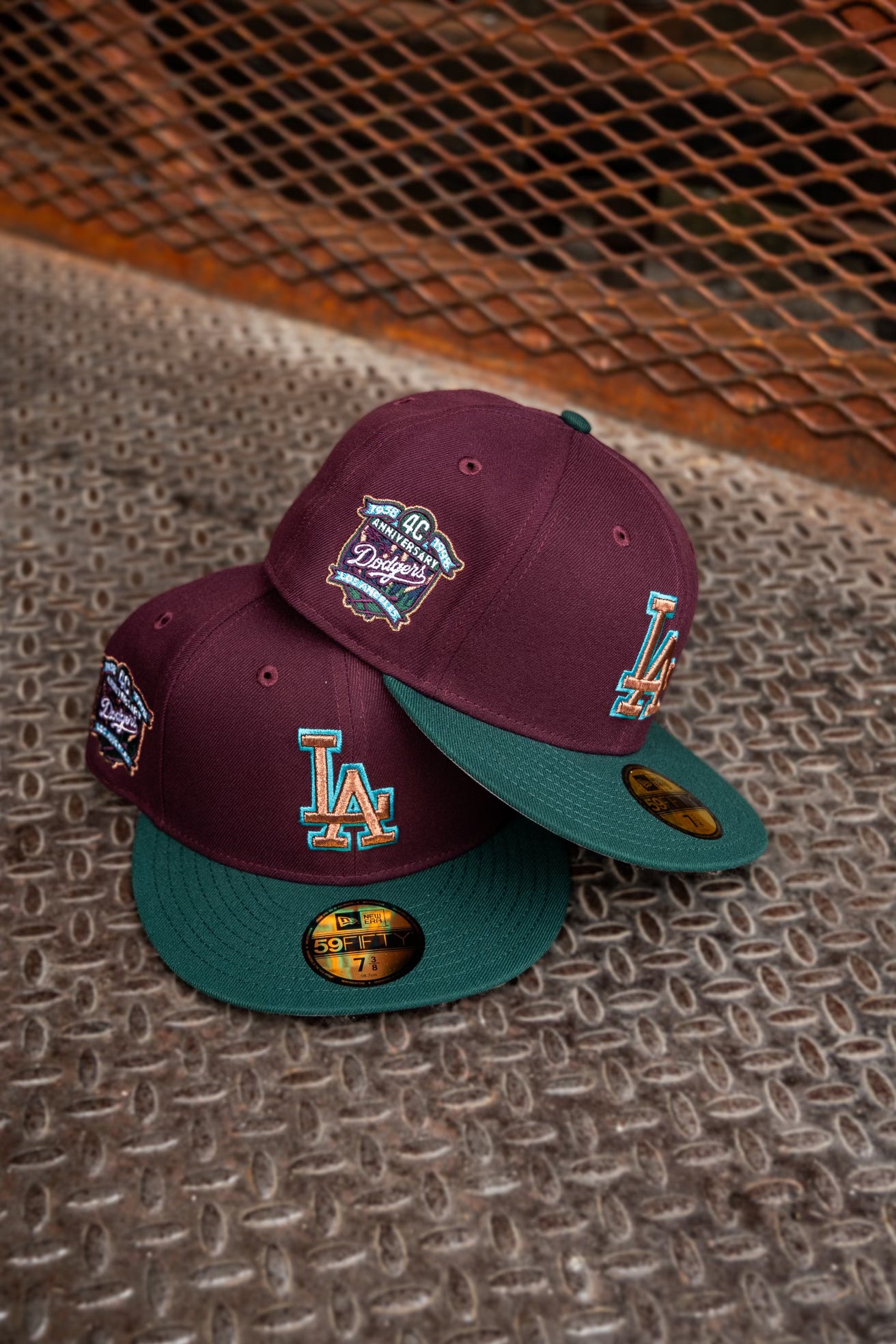 New Era Los Angeles Dodgers 40th Anniversary Grey UV (Maroon/Dk Green) 59Fifty Fitted - New Era
