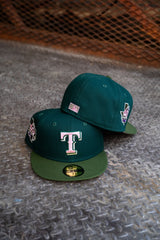 New Era Texas Rangers 40th Anniversary Pink UV (Dk Green/Olive) 59Fifty Fitted - New Era