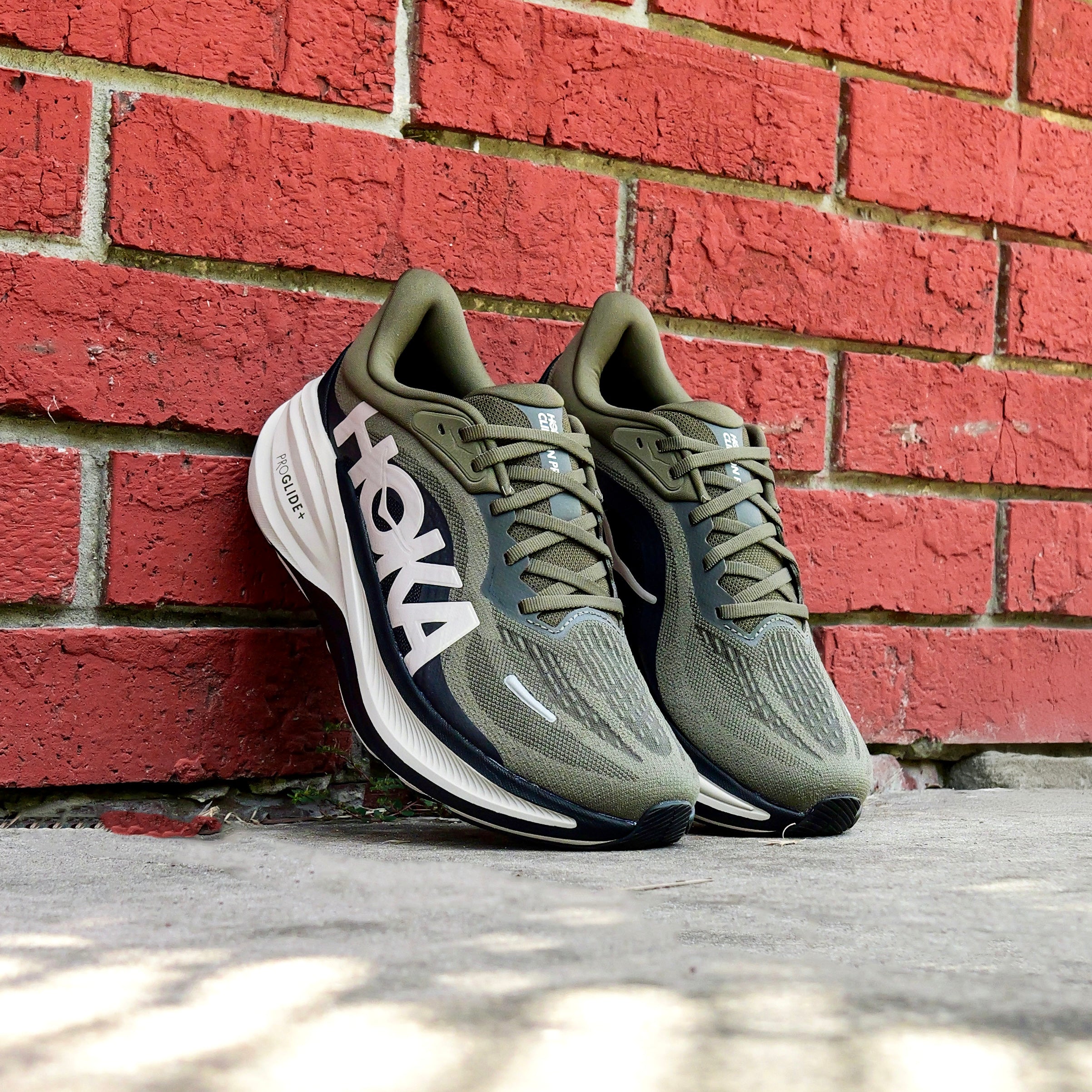 Mens HOKA Clifton Pro AVRV (Antique Olive/River Rock Grey)